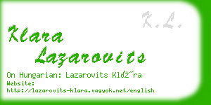 klara lazarovits business card